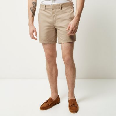 Light tan slim fit shorts